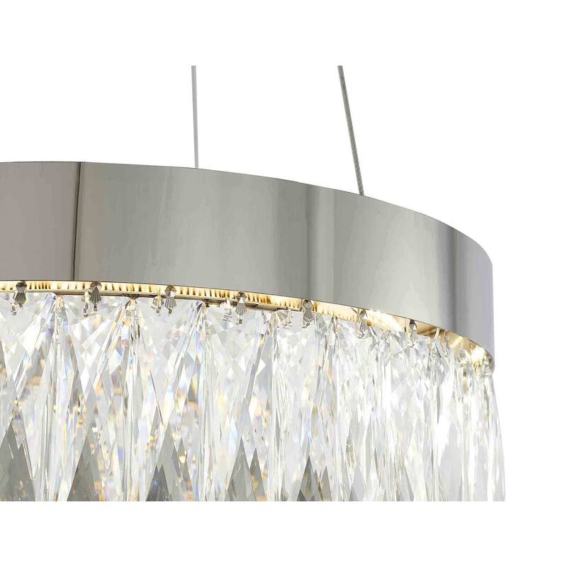 1-Light Chrome LED Chandelier With Clear Crystal Accents