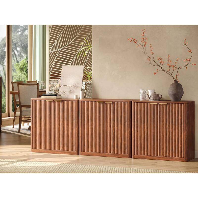 94.5" Buffet Cabinet with Storage, Fluted Sideboard with Adjustable Shelves for Living Room, Dining Room, Kitchen