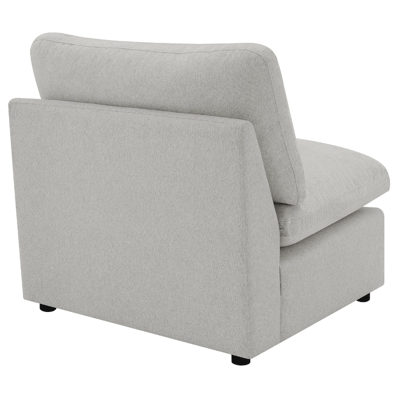 Biny Modular Armless Chair, Light Gray, Plush Foam Cushions