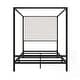 preview thumbnail 16 of 21, Metal 4-Poster Bed Frame Modern Canopy Upholstered Bed with Tall Upholstered Headboard