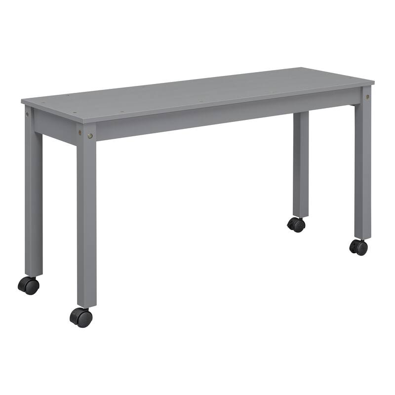 Gray Twin Size Solid Wood Loft Bed with Retractable Desk and Drawers