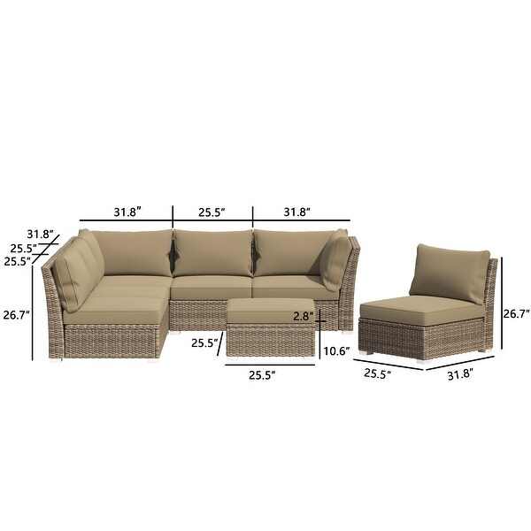 Corvus Oreanne 7-piece Patio Rattan Sectional Conversation Set
