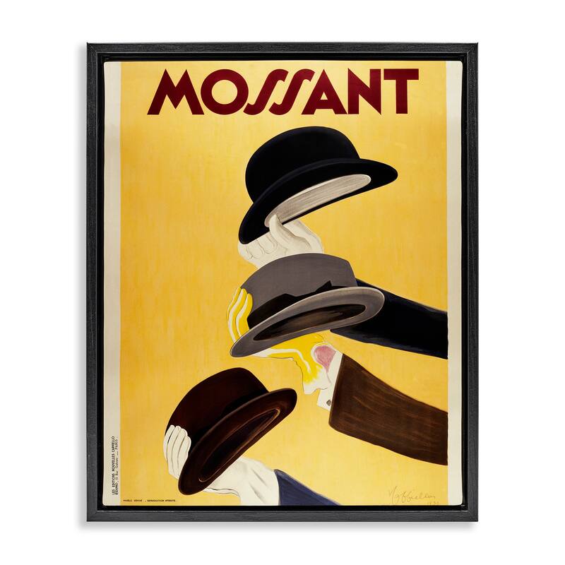 Stupell Vintage Top Hat Advertisement Framed Floater Canvas Wall Art Design By Marcus Jules - 25 x 31 - Black