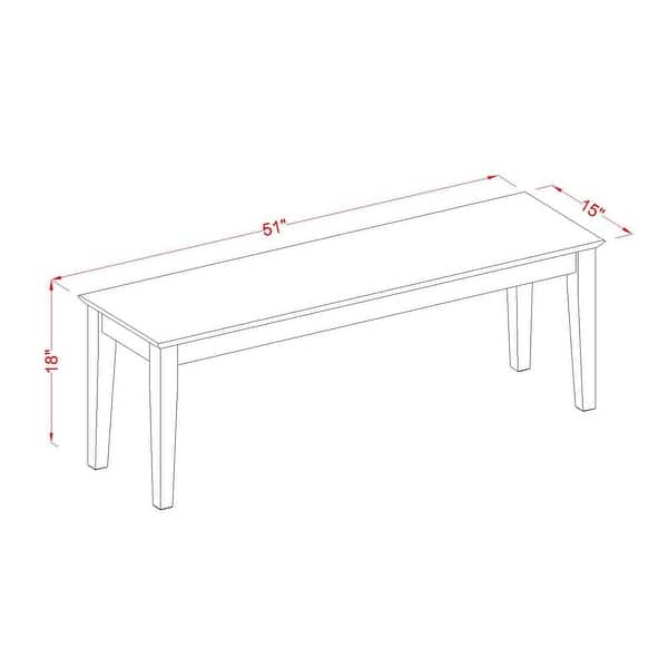 East West Furniture Capri Dining Room Bench with Wood Seat, 51x15x18 Inch, (Finish Options)