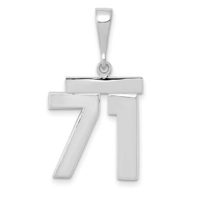 14k White Gold Medium Polished Number 71 Charm Pendant