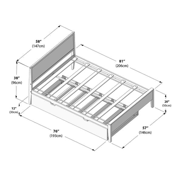 Max & Lily Classic Full Platform Bed with Panel Headboard and Trundle