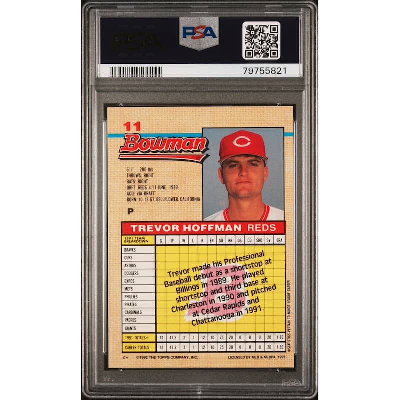 Trevor Hoffman 1992 Bowman Signed Rookie Card #11 HOF 18 Auto Graded PSA 10 5821 - 8'6" x 11'6"