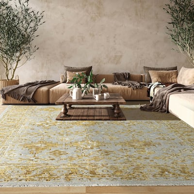 Hand Knotted Turkish Oushak Gray Wool Transitional Oriental Area Rug