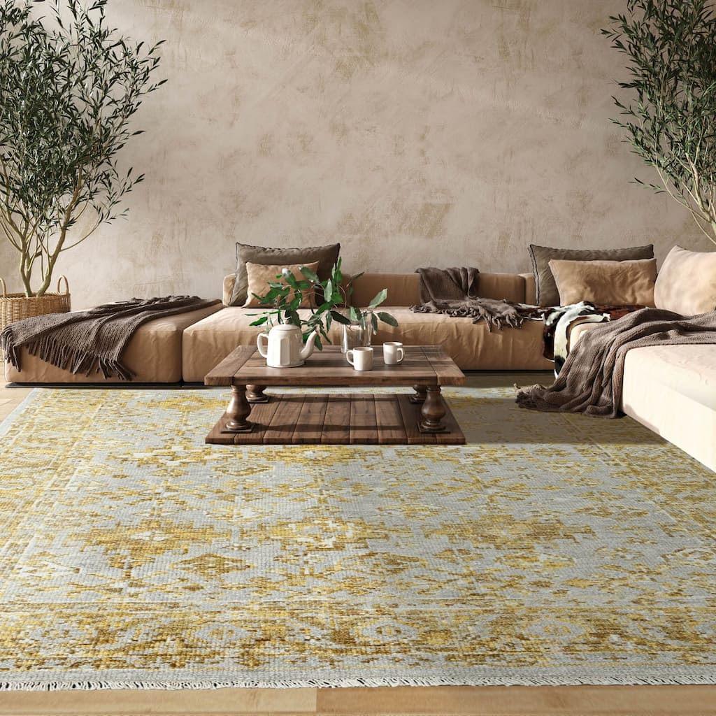 Hand Knotted Turkish Oushak Gray Wool Transitional Oriental Area Rug