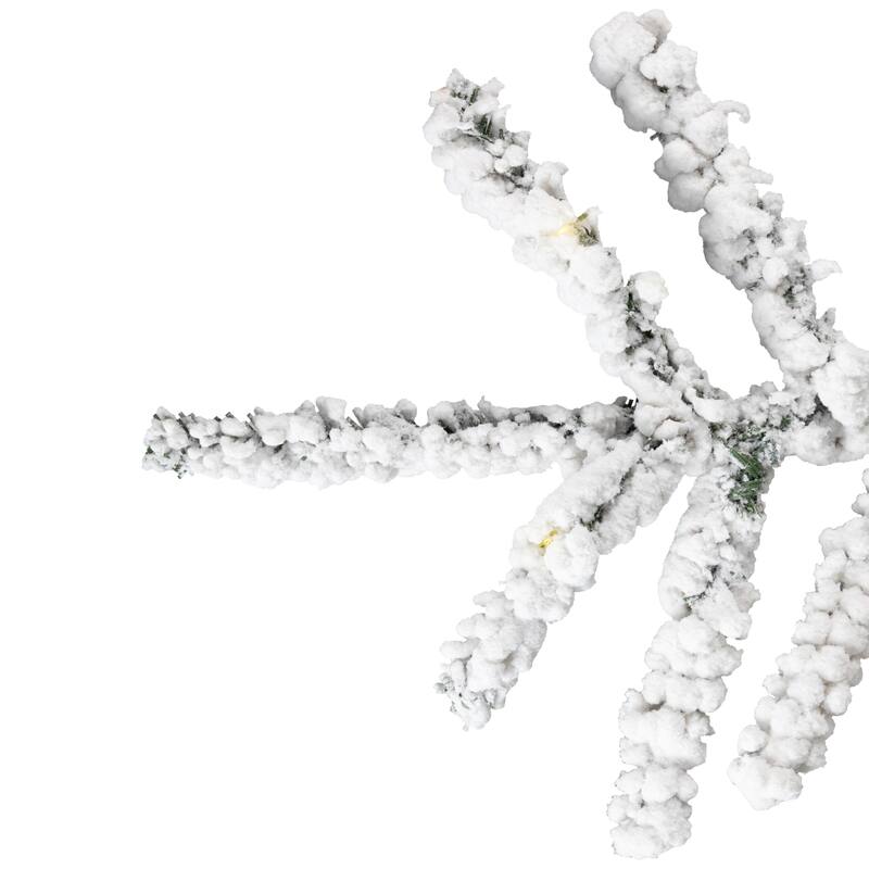 Pre-Lit Medium IPT Artificial Flocked Garden Christmas Tree - 7.5' - Warm White LED Lights - 7.5 Foot