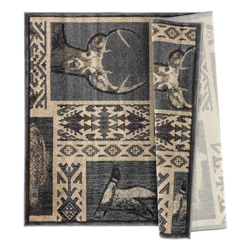 Wild Life Collection Cream/Dark Grey Area Rug