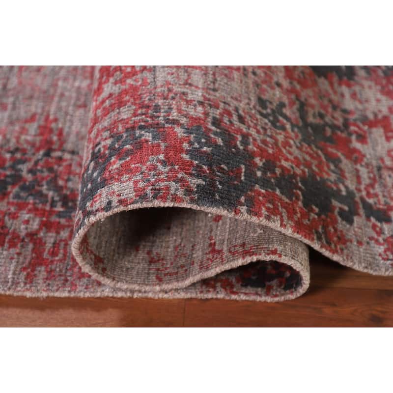 Multi-Color Abstract Modern Area Rug Hand-Knotted Wool Carpet - 5'3"x 8'4"