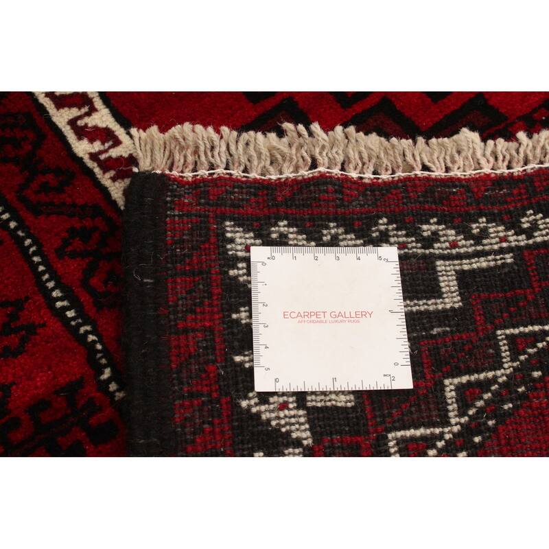 Hand-knotted Rizbaft Red Wool Rug - 3'10 x 6'7/3'10" x 6'7"