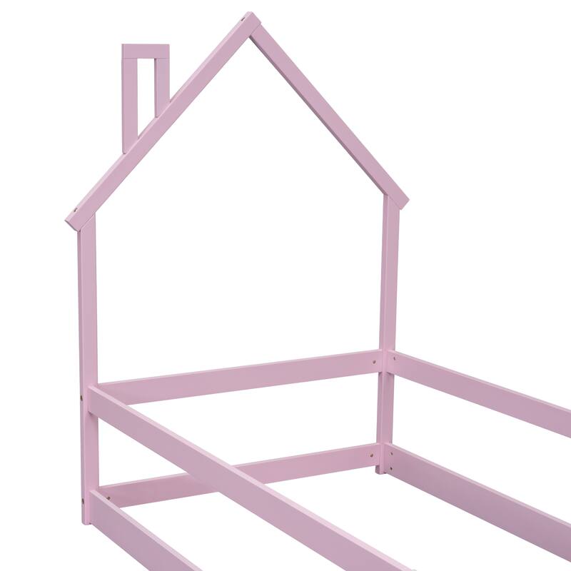 House-Shaped Headboard Floor Bed Platform Bed Kids Bed,Twin Size