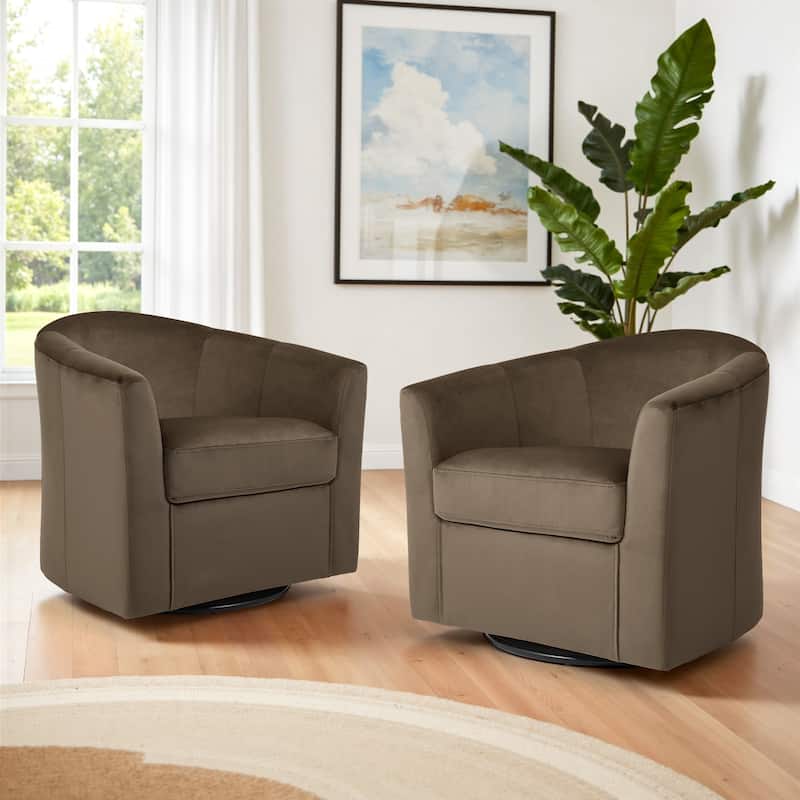 Set of 2 Velvet Swivel Accent Chairs Barrel Chairs with Plush Cushion