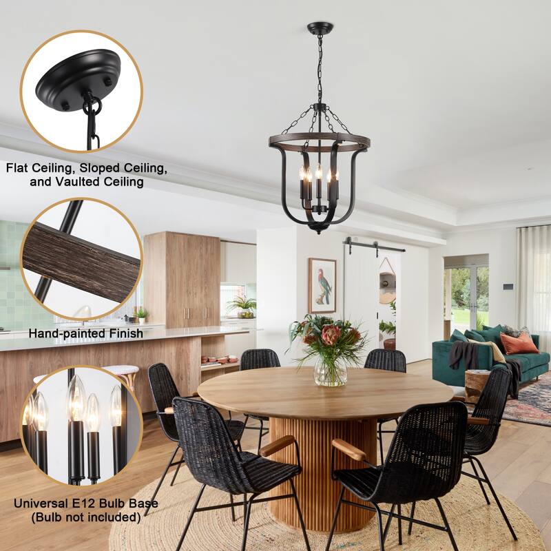 18.89-inch Elegant Farmhouse 5-Light Metal Pendant Light with Adjustable Height