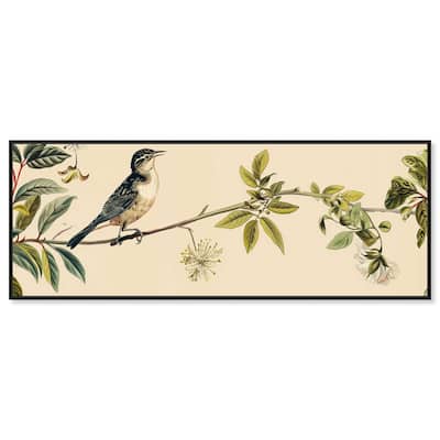 Vintage Bird Floral Panoramic Canvas by Art Remedy
