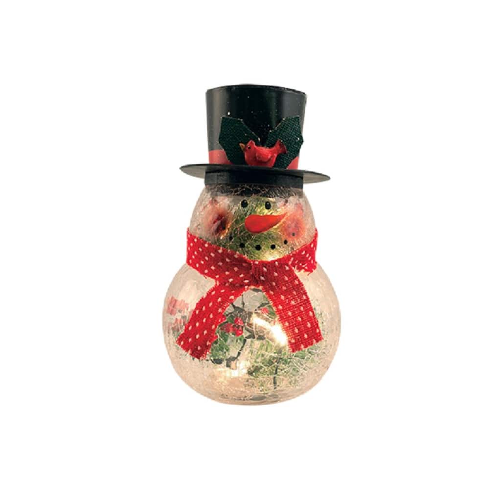 10" Lighted Snowman Glass Table Top Decoration