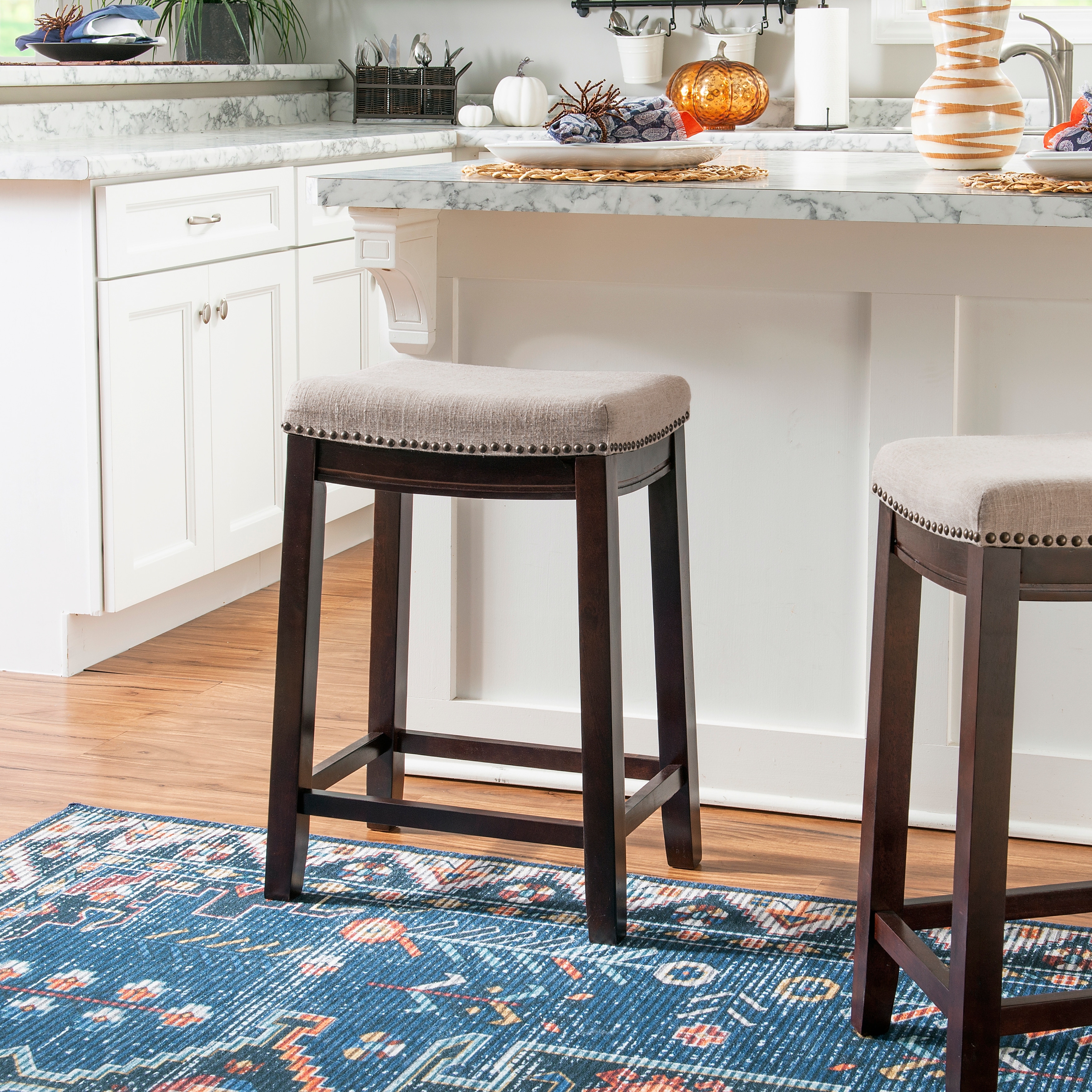 Linon Copper Grove Willamette Linen Backless 26-in Counter Stool