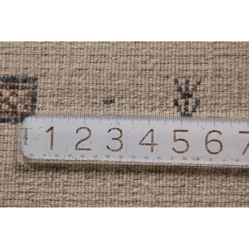 Tribal Beige Gabbeh Area Rug Handmade Modern Wool Carpet - 5'4" x 7'9"