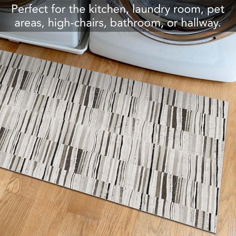 Neutral Stripes Design Deco-Floormat, Decorative Mat, Waterproof, Low Profile, Eco-Friendly Non Slip, Made in The USA (3' x 2')