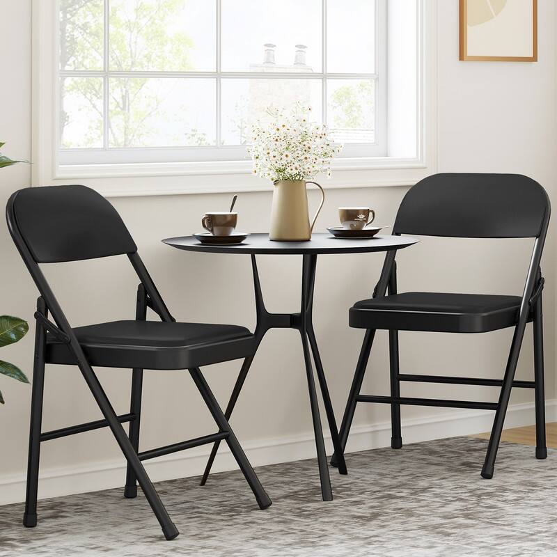 Folding Chairs 4 Pack With Padded Cushion and Back