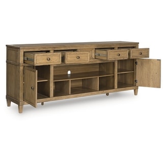 Signature Design by Ashley Sharlance Light Brown 81" TV Stand for TVs up to 93" - 81" W x 18" D x 33.38" H