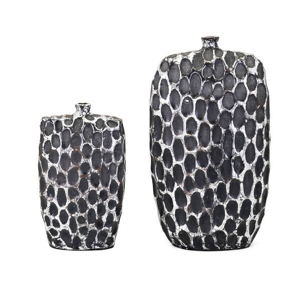 Shop Set Of 2 Black And Silver Finish Textured Flattened