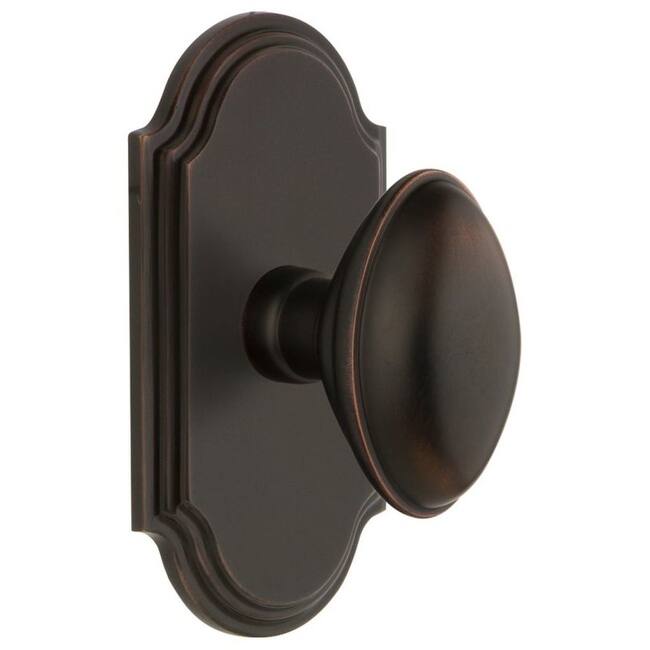 Grandeur Arc Solid Brass Single Dummy Door Knob with Eden Prairie Knob - Timeless Bronze
