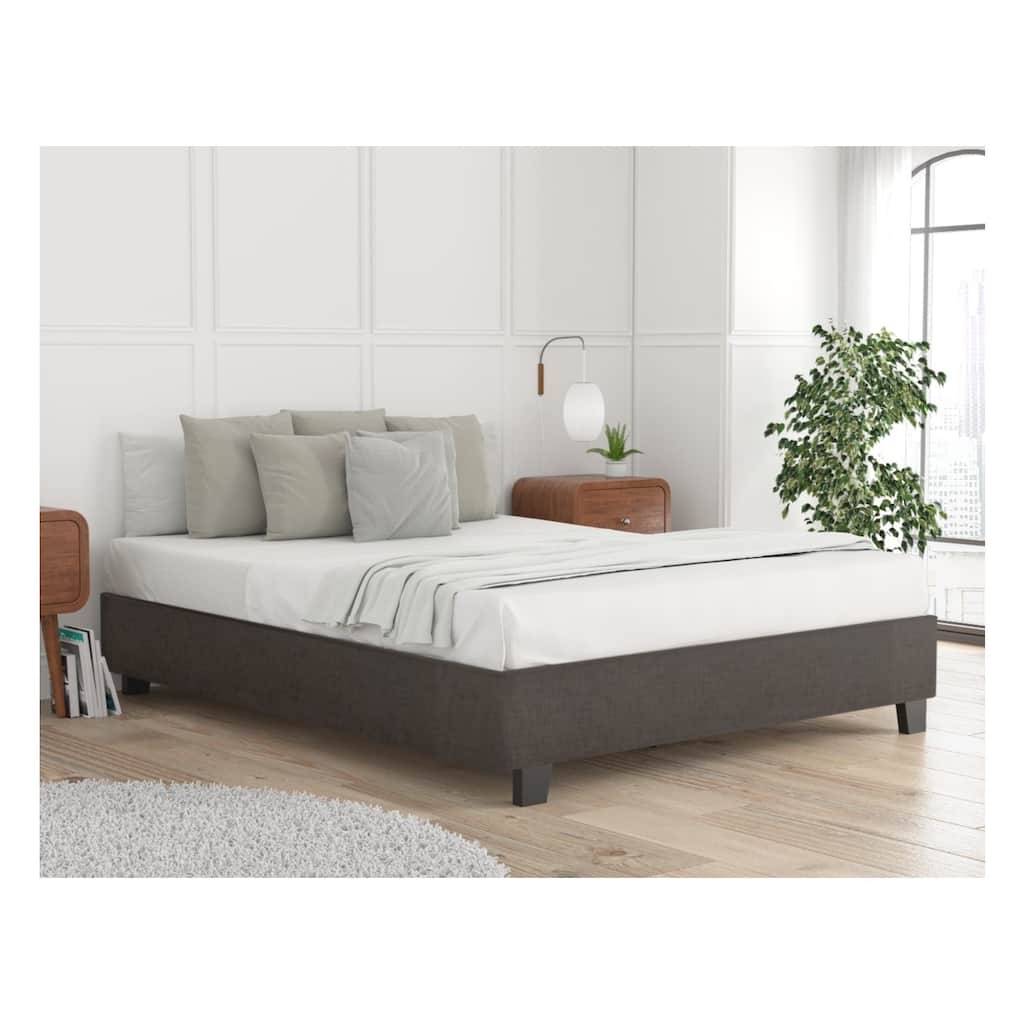 Queen Bed Frame 14 Inch Allure Grey Upholstered Platform Bed Modern Minimalist Design