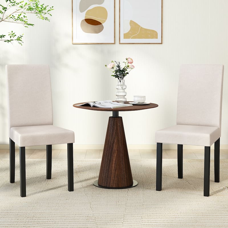 Gymax Dining Chair Set of 4 Fabric Upholstered Rubber Wood Legs Side