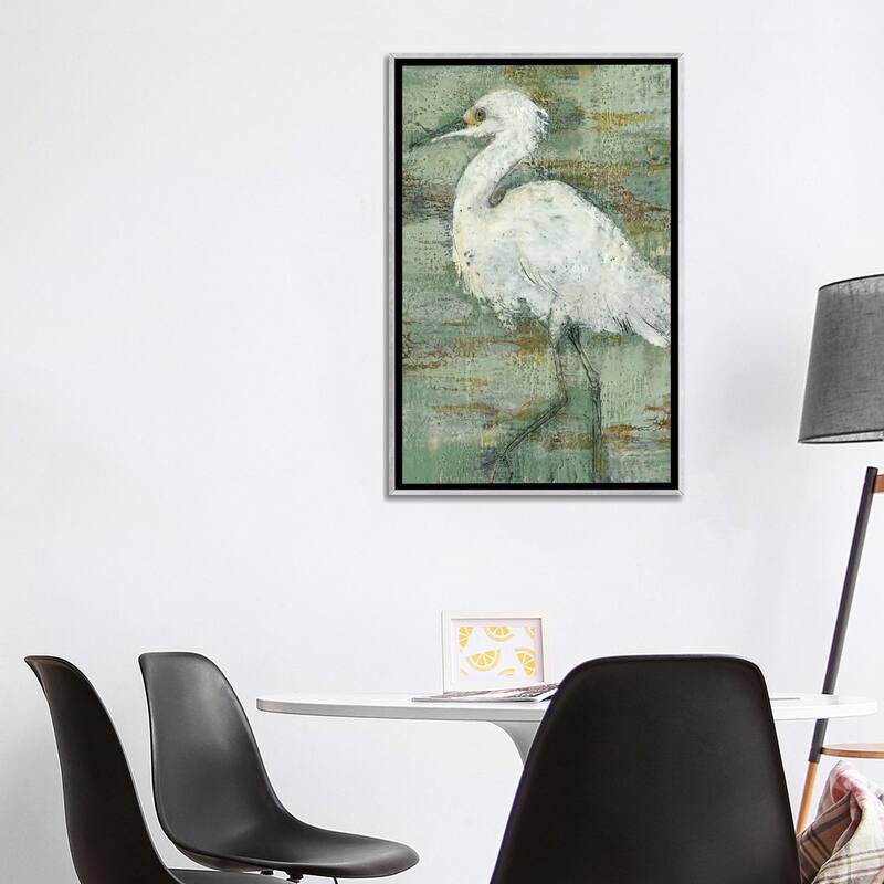 iCanvas "Textured Heron I" by Jennifer Goldberger Framed