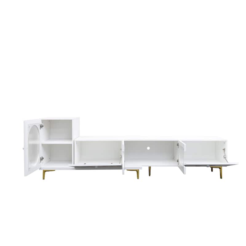 Wood Extendable TV Stand Rectangle Entertainment Center for Living Room Bedroom