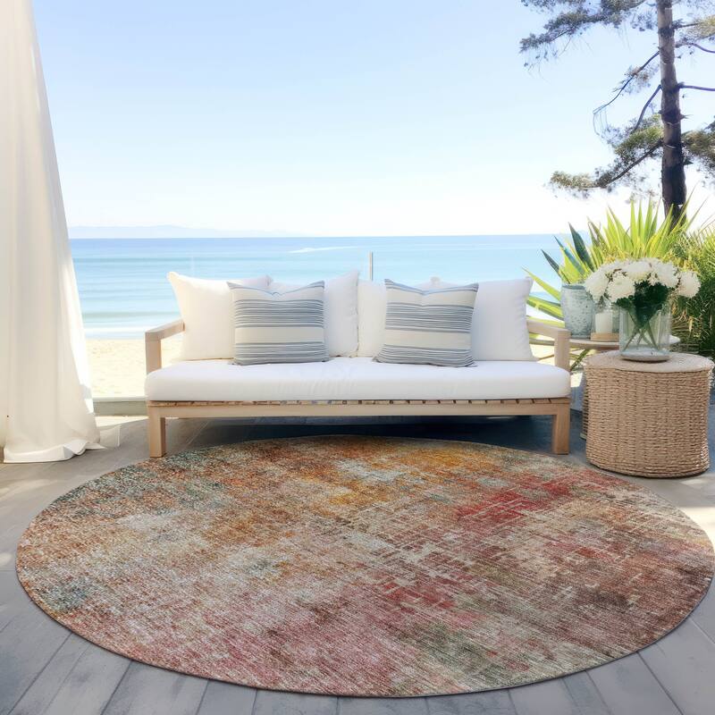 Machine Washable Indoor/ Outdoor Abstract Modern Chantille Rug
