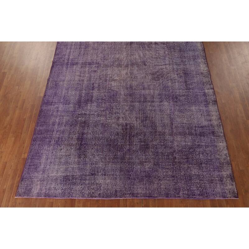 Distressed Anatolian Turkish Vintage Rug Handmade Purple Wool Carpet - 8'1" x 11'8"