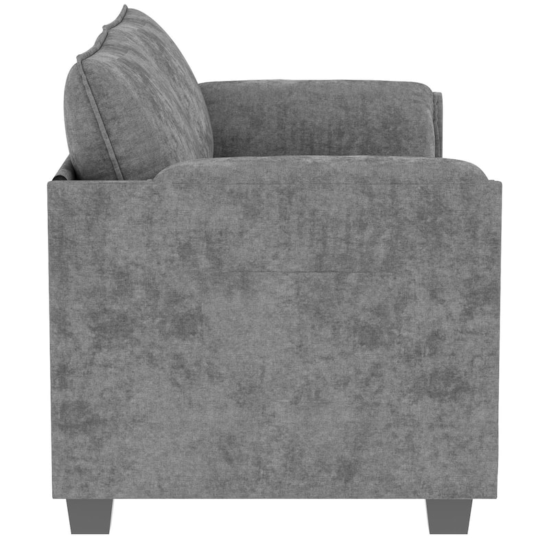 Solid Wood Loveseat Sofa, Fabric Upholstered Straight-Row 2 Seat Sofa, Lounge Sofa with Armrests for Small Spaces, Bedroom