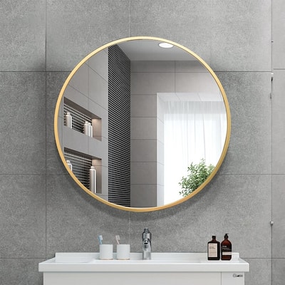 24" Wall Circle Gold Mirror Wall Decor Bathroom Make Up Vanity Mirror