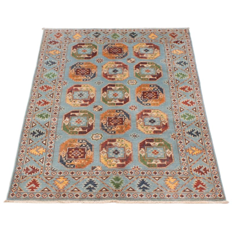 ECARPETGALLERY Hand-knotted Uzbek Ghazni Blue Wool Rug - 3'10 x 6'1