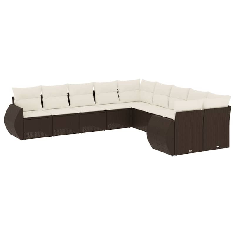 vidaXL Patio Sofa Set with Cushions Outdoor Conversation Furniture Poly Rattan