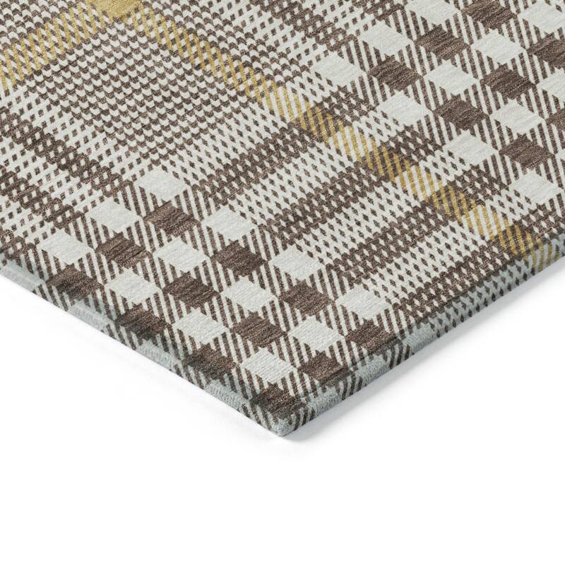 HomeRoots Plaid Transitional Rectangle Outdoor Rug