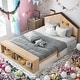 preview thumbnail 2 of 22, Wood Color Full Size House Platform Bed with LED Lights and Storage
