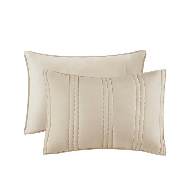 3 PCS Full/Queen Poly Gauze Quilt Set Natural