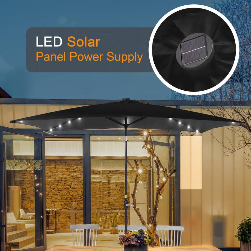 LIVOOSUN 6x9Ft LED Patio Umbrella Weather Resistant Table Umbrella