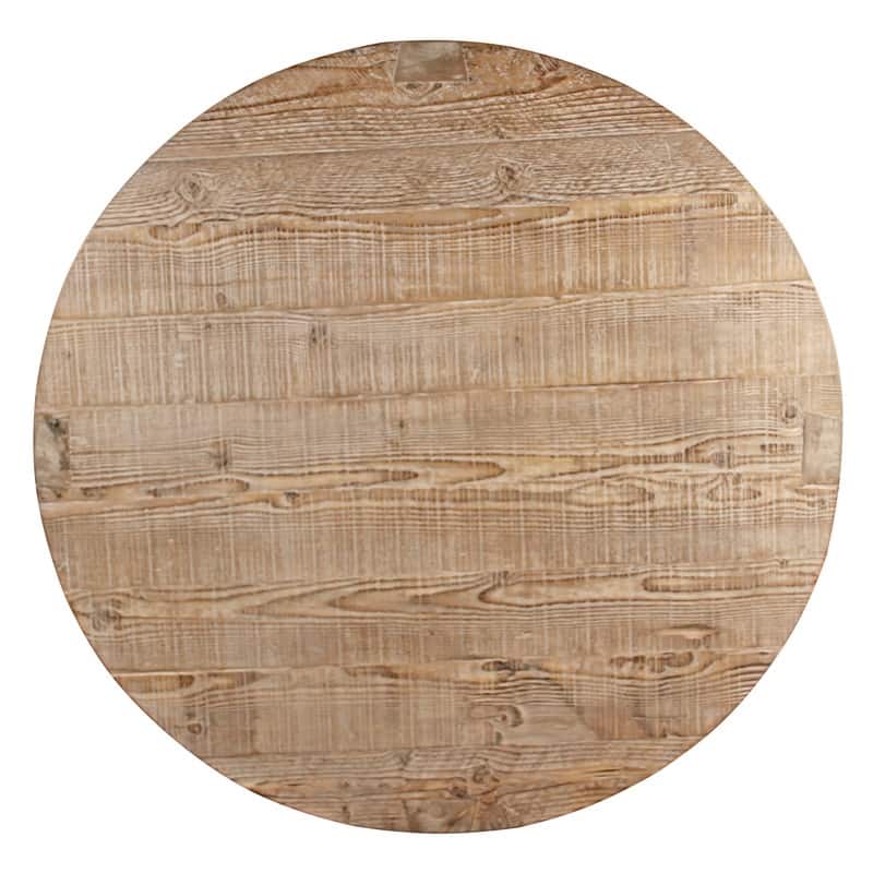 50" Capri Round Coffee Table Cross Leg, Weathered Natural Wood