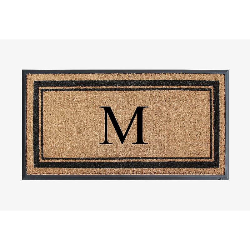 A1HC Picture Frame Natural Rubber & Coir Large Monogrammed Doormat 24"x48" - M
