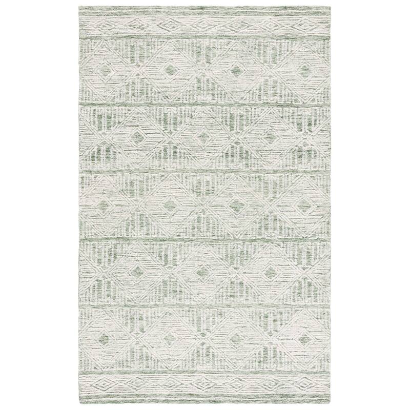 SAFAVIEH Handmade Pine Gunay Modern Wool Rug - 4' x 6' - Green/Ivory