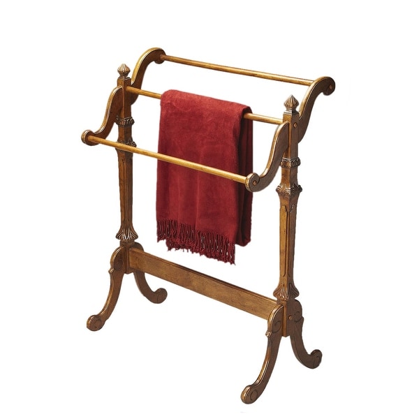 Traditional Distressed Wooden Blanket Stand in Vintage Oak Finish - Medium Brown - N/A