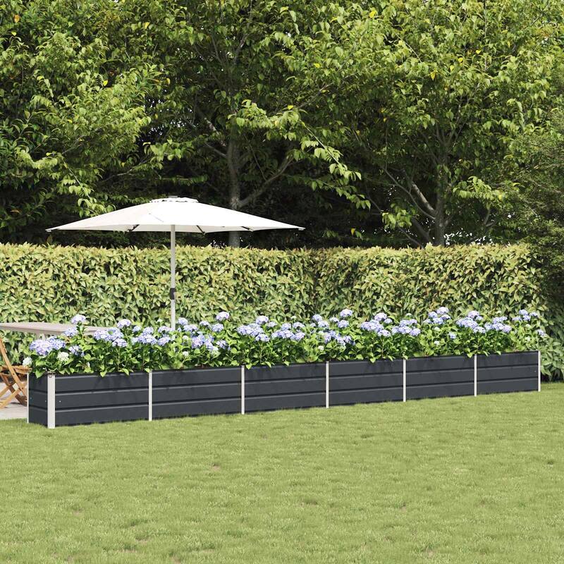 vidaXL Planter in Galvanised Steel - 39.37 x 19.69 x 17.72 - Black - 228.35 x 19.69 x 17.72 in