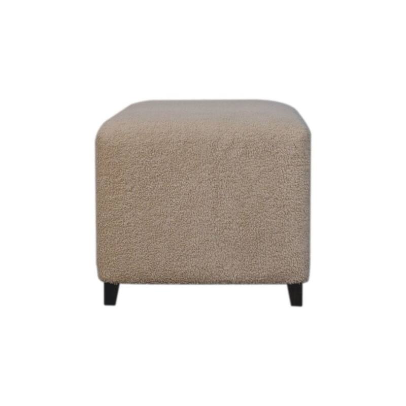 Artisan Furniture Solid Wood Bliss Cream Bouclé Ottoman