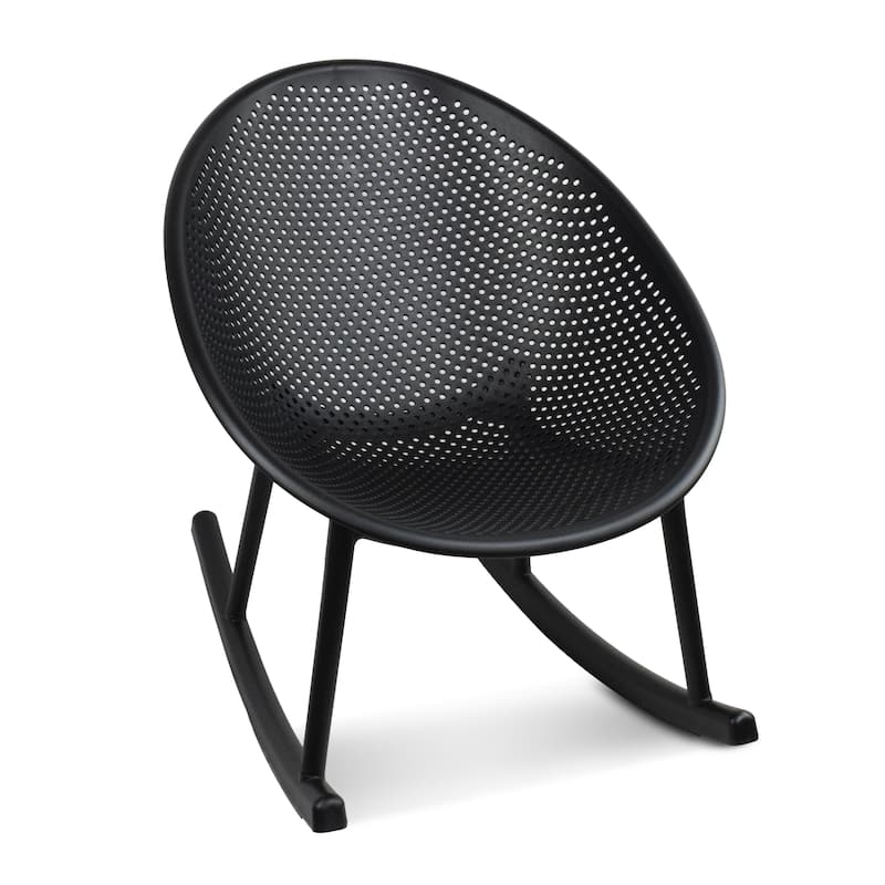 Contemporary Modern Plastic Rocking Lounge Chair Plastic Legs with Breathable Perforated Egg Shaped Seat for Indoor/Outdoor Use
